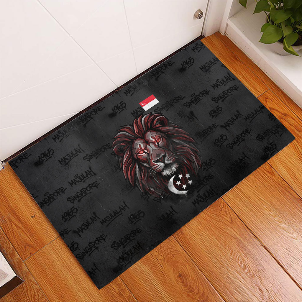 Singapore National Flag Day Rubber Doormat Lion Tiger Coat Of Arms Grunge Graffiti