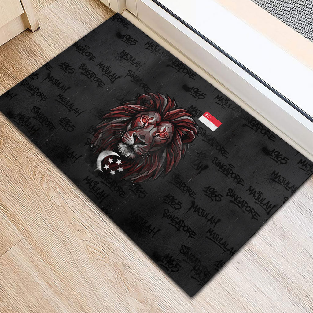 Singapore National Flag Day Rubber Doormat Lion Tiger Coat Of Arms Grunge Graffiti