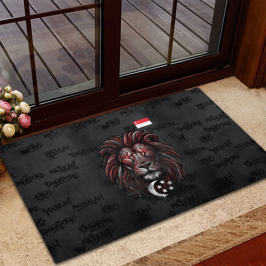 Singapore National Flag Day Rubber Doormat Lion Tiger Coat Of Arms Grunge Graffiti