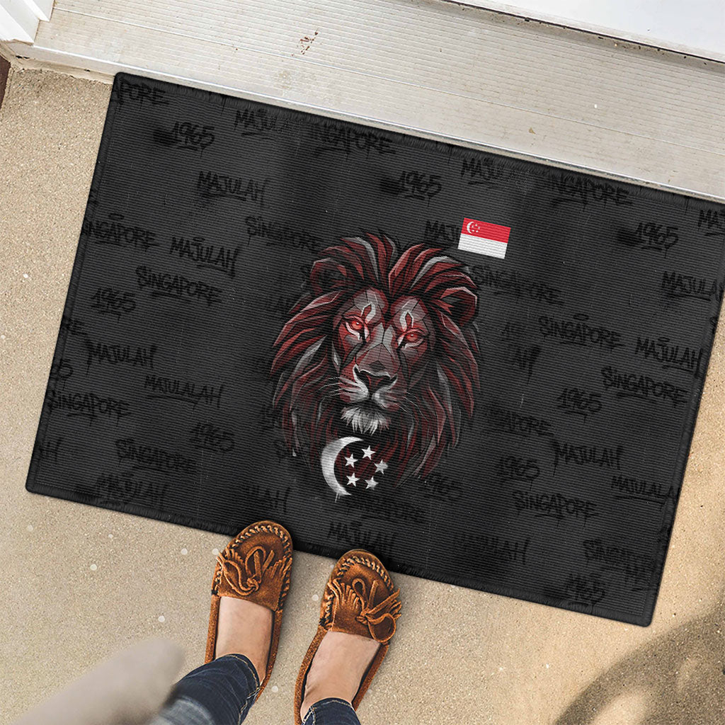 Singapore National Flag Day Rubber Doormat Lion Tiger Coat Of Arms Grunge Graffiti