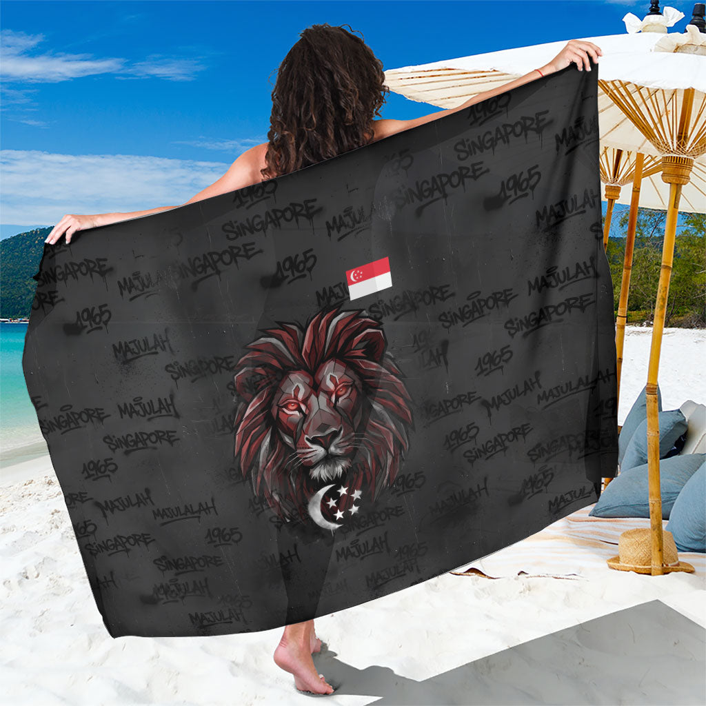 Singapore National Flag Day Sarong Lion Tiger Coat Of Arms Grunge Graffiti