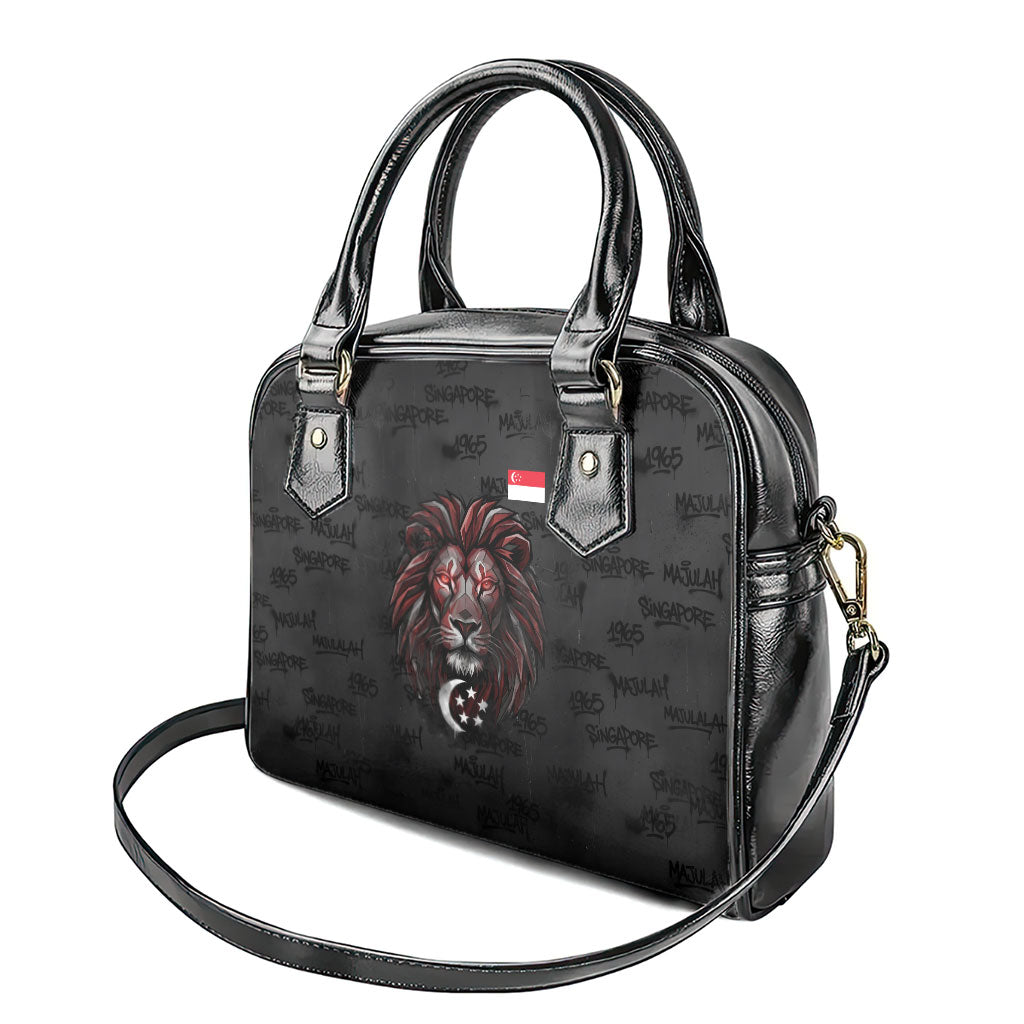 Singapore National Flag Day Shoulder Handbag Lion Tiger Coat Of Arms Grunge Graffiti