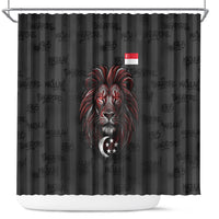 Singapore National Flag Day Shower Curtain Lion Tiger Coat Of Arms Grunge Graffiti