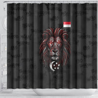 Singapore National Flag Day Shower Curtain Lion Tiger Coat Of Arms Grunge Graffiti