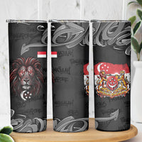 Singapore National Flag Day Skinny Tumbler Lion Tiger Coat Of Arms Grunge Graffiti