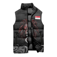 Singapore National Flag Day Sleeveless Puffer Jacket Lion Tiger Coat Of Arms Grunge Graffiti