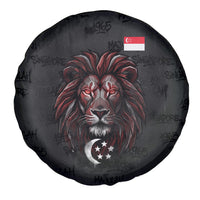 Singapore National Flag Day Spare Tire Cover Lion Tiger Coat Of Arms Grunge Graffiti