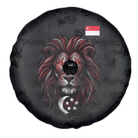 Singapore National Flag Day Spare Tire Cover Lion Tiger Coat Of Arms Grunge Graffiti