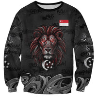 Singapore National Flag Day Sweatshirt Lion Tiger Coat Of Arms Grunge Graffiti