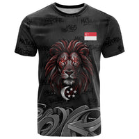 Singapore National Flag Day T Shirt Lion Tiger Coat Of Arms Grunge Graffiti