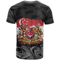 Singapore National Flag Day T Shirt Lion Tiger Coat Of Arms Grunge Graffiti