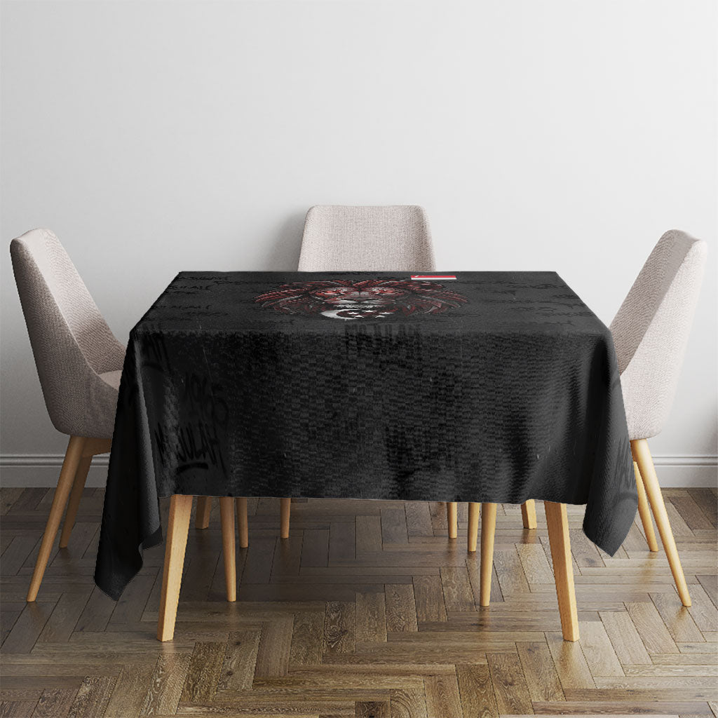 Singapore National Flag Day Tablecloth Lion Tiger Coat Of Arms Grunge Graffiti