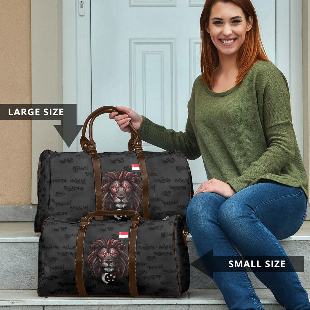 Singapore National Flag Day Travel Bag Lion Tiger Coat Of Arms Grunge Graffiti