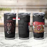 Singapore National Flag Day Tumbler Cup Lion Tiger Coat Of Arms Grunge Graffiti