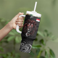 Singapore National Flag Day Tumbler With Handle Lion Tiger Coat Of Arms Grunge Graffiti