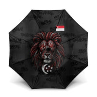 Singapore National Flag Day Umbrella Lion Tiger Coat Of Arms Grunge Graffiti