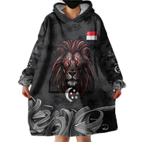 Singapore National Flag Day Wearable Blanket Hoodie Lion Tiger Coat Of Arms Grunge Graffiti