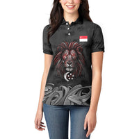 Singapore National Flag Day Women Polo Shirt Lion Tiger Coat Of Arms Grunge Graffiti