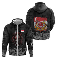 Singapore National Flag Day Zip Hoodie Lion Tiger Coat Of Arms Grunge Graffiti