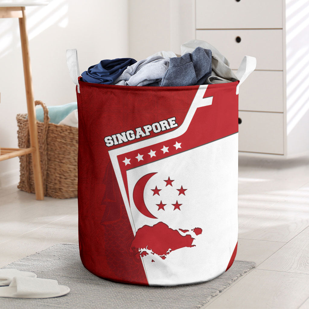 Singapore Merlion Laundry Basket National Flag Day Patriotic Crescent Moon And Stars