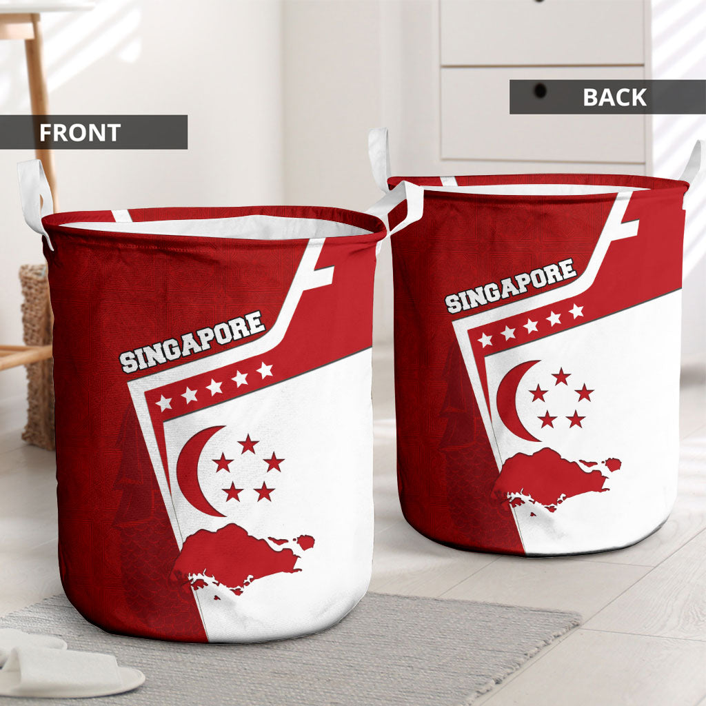 Singapore Merlion Laundry Basket National Flag Day Patriotic Crescent Moon And Stars