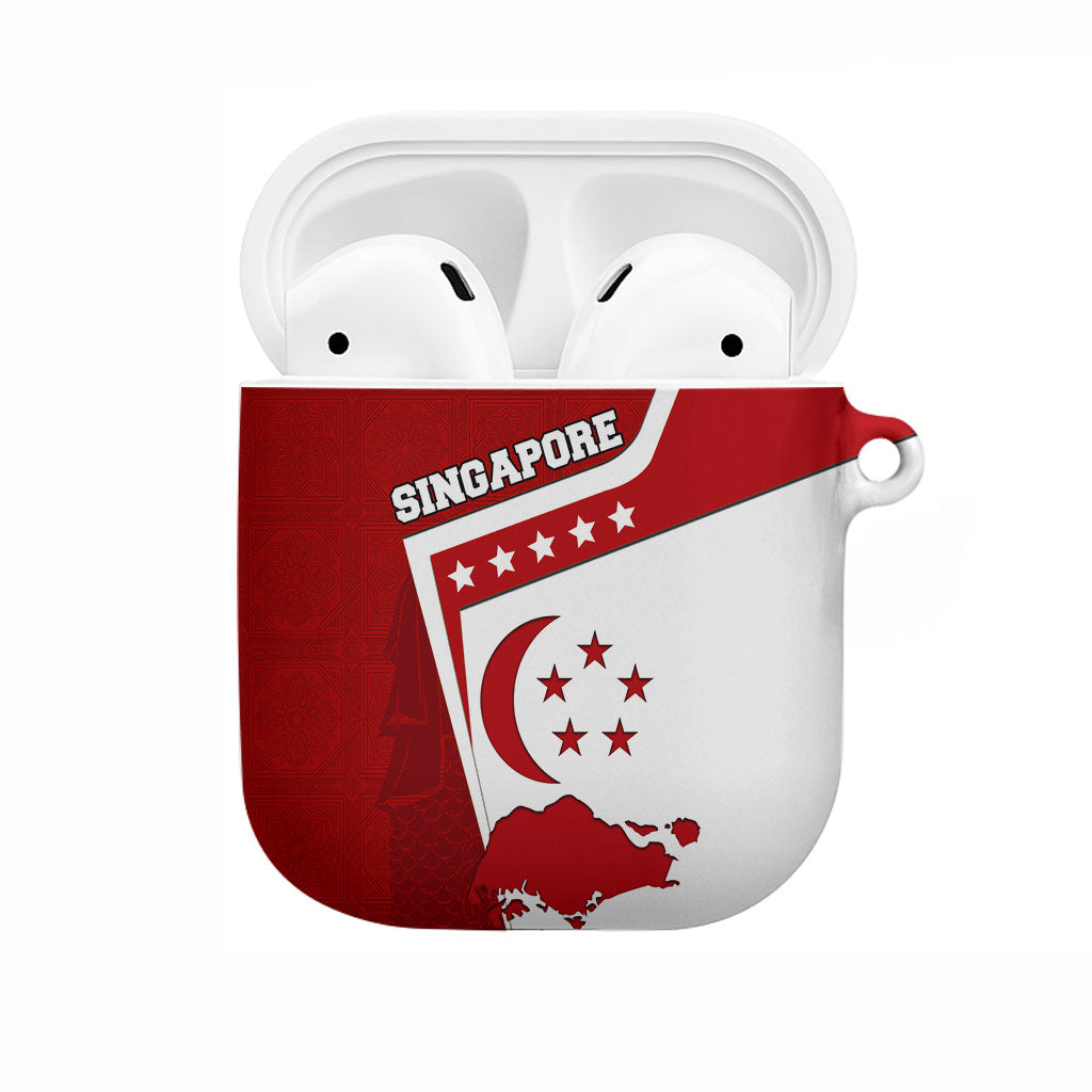 Singapore Merlion AirPods Case National Flag Day Patriotic Crescent Moon And Stars