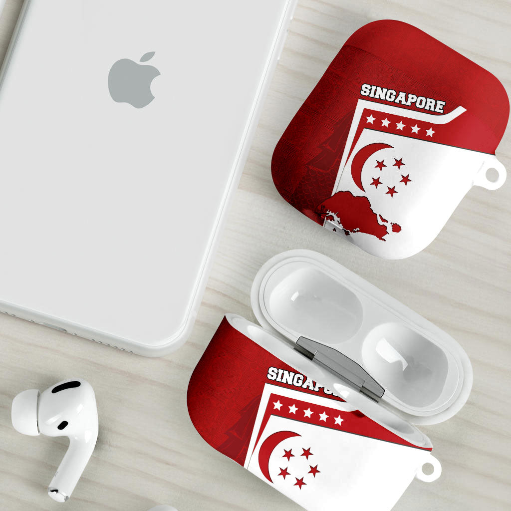 Singapore Merlion AirPods Case National Flag Day Patriotic Crescent Moon And Stars