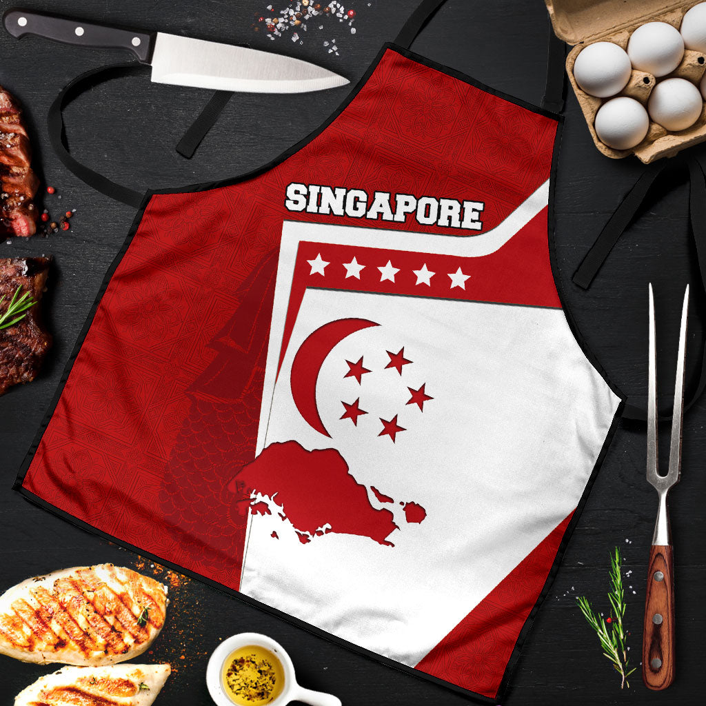 Singapore Merlion Apron National Flag Day Patriotic Crescent Moon And Stars
