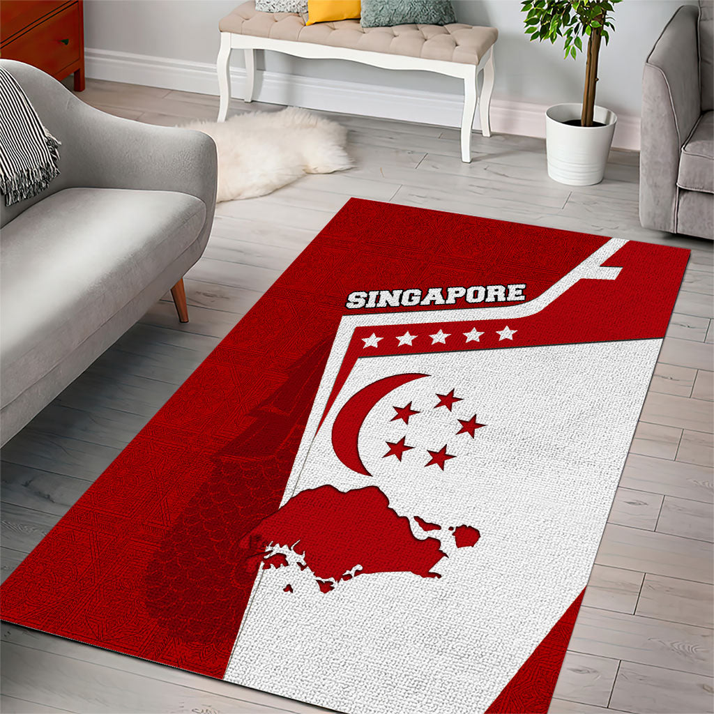 Singapore Merlion Area Rug National Flag Day Patriotic Crescent Moon And Stars