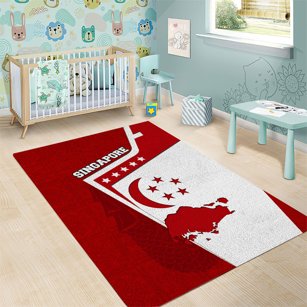 Singapore Merlion Area Rug National Flag Day Patriotic Crescent Moon And Stars