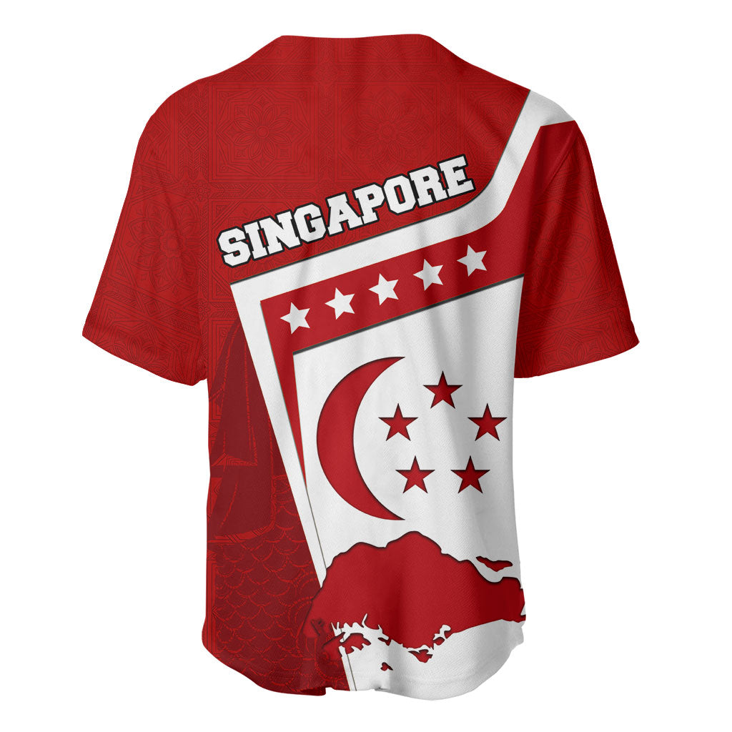 Singapore Merlion Baseball Jersey National Flag Day Patriotic Crescent Moon And Stars