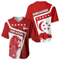 Singapore Merlion Baseball Jersey National Flag Day Patriotic Crescent Moon And Stars