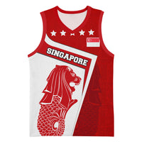 Singapore Merlion Basketball Jersey National Flag Day Patriotic Crescent Moon And Stars
