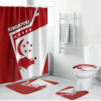 Singapore Merlion Bathroom Set National Flag Day Patriotic Crescent Moon And Stars