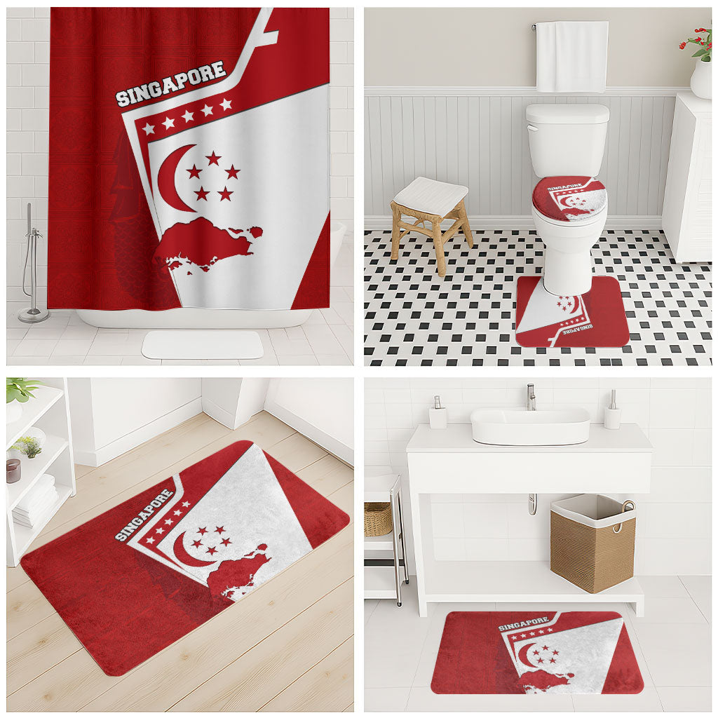 Singapore Merlion Bathroom Set National Flag Day Patriotic Crescent Moon And Stars
