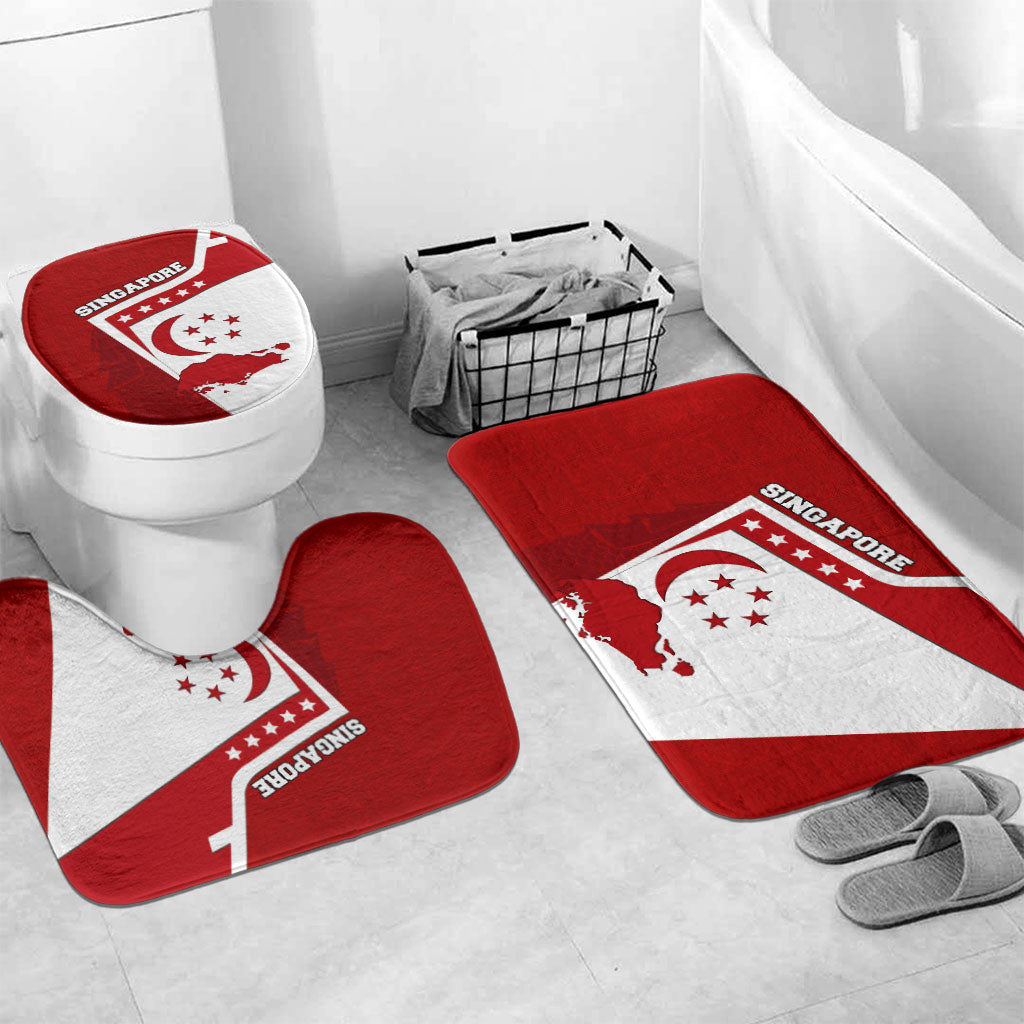 Singapore Merlion Bathroom Set National Flag Day Patriotic Crescent Moon And Stars