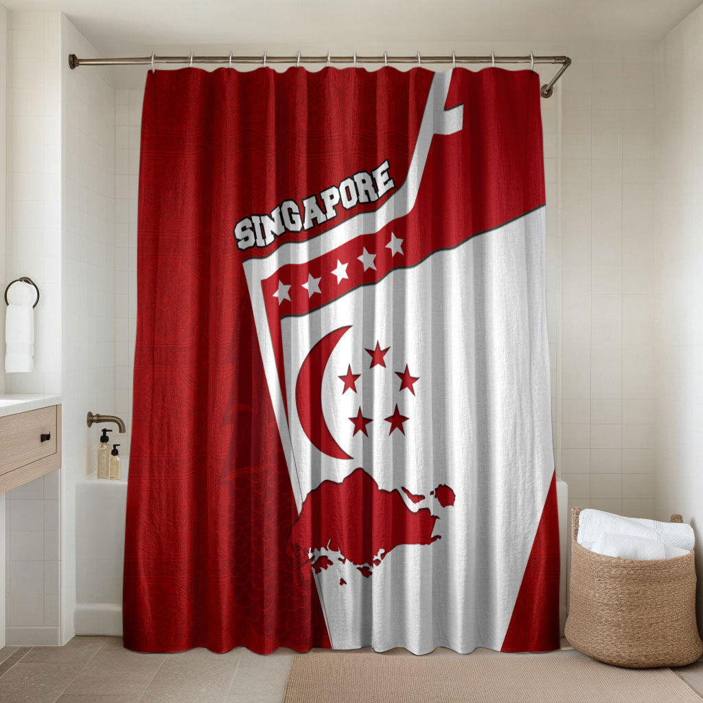 Singapore Merlion Bathroom Set National Flag Day Patriotic Crescent Moon And Stars