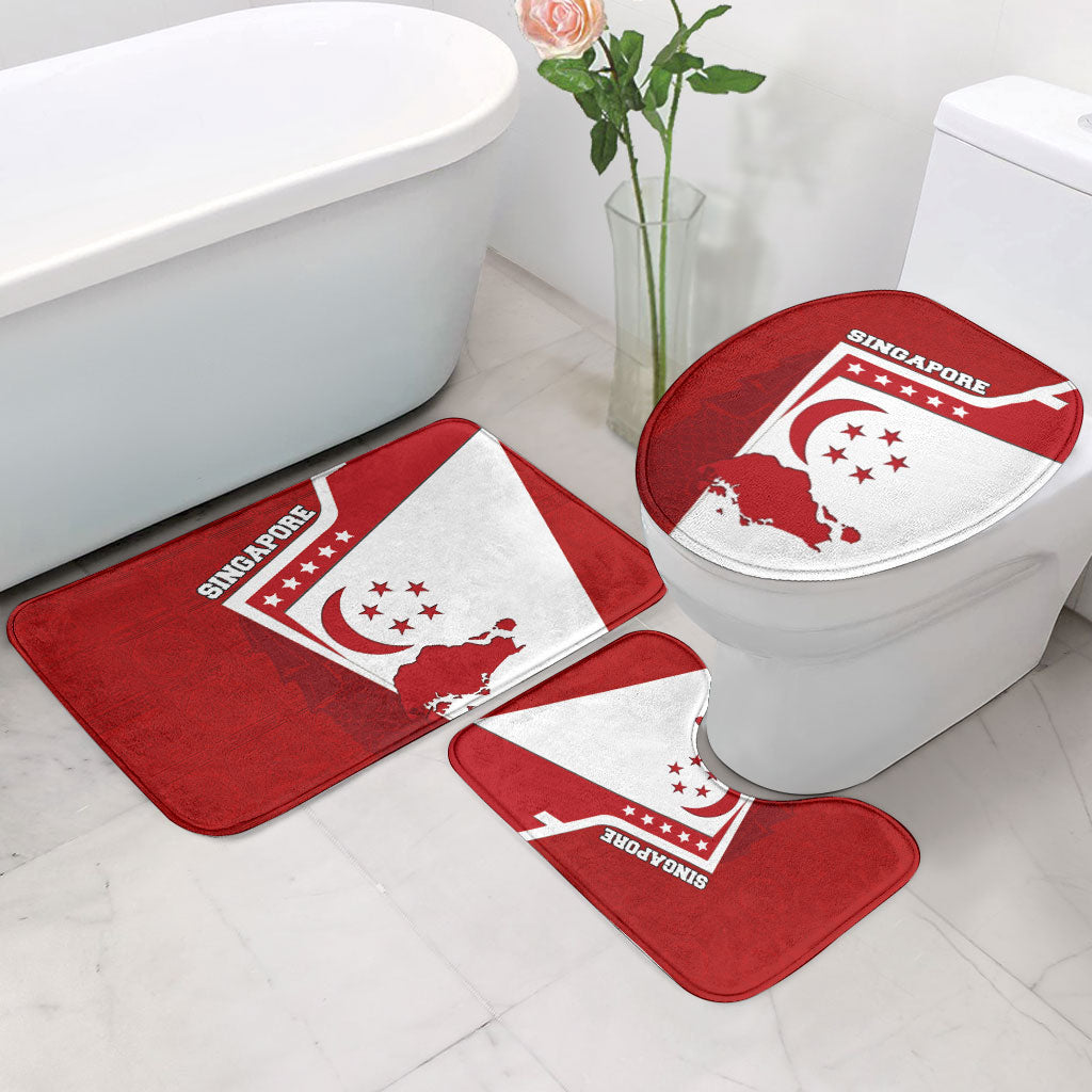 Singapore Merlion Bathroom Set National Flag Day Patriotic Crescent Moon And Stars