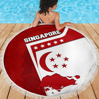 Singapore Merlion Beach Blanket National Flag Day Patriotic Crescent Moon And Stars
