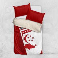 Singapore Merlion Bedding Set National Flag Day Patriotic Crescent Moon And Stars