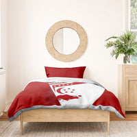Singapore Merlion Bedding Set National Flag Day Patriotic Crescent Moon And Stars