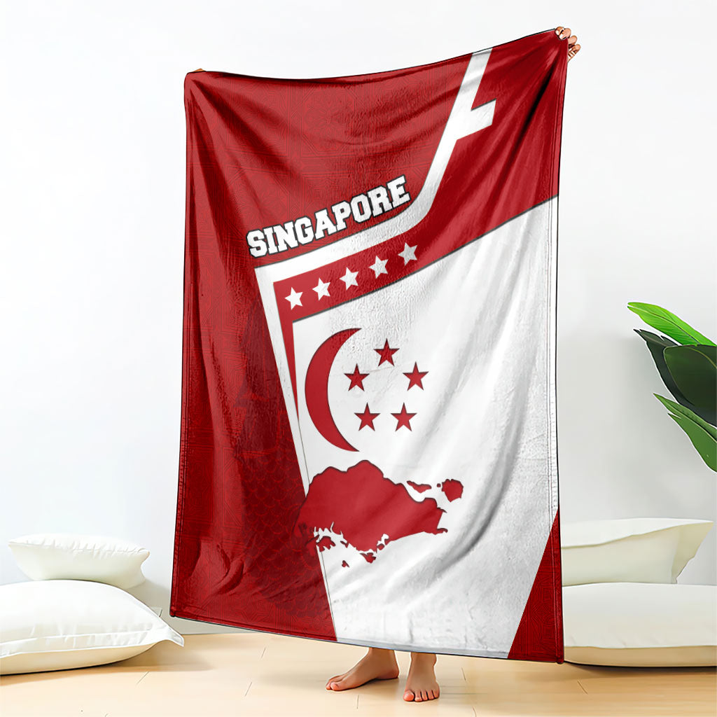 Singapore Merlion Blanket National Flag Day Patriotic Crescent Moon And Stars