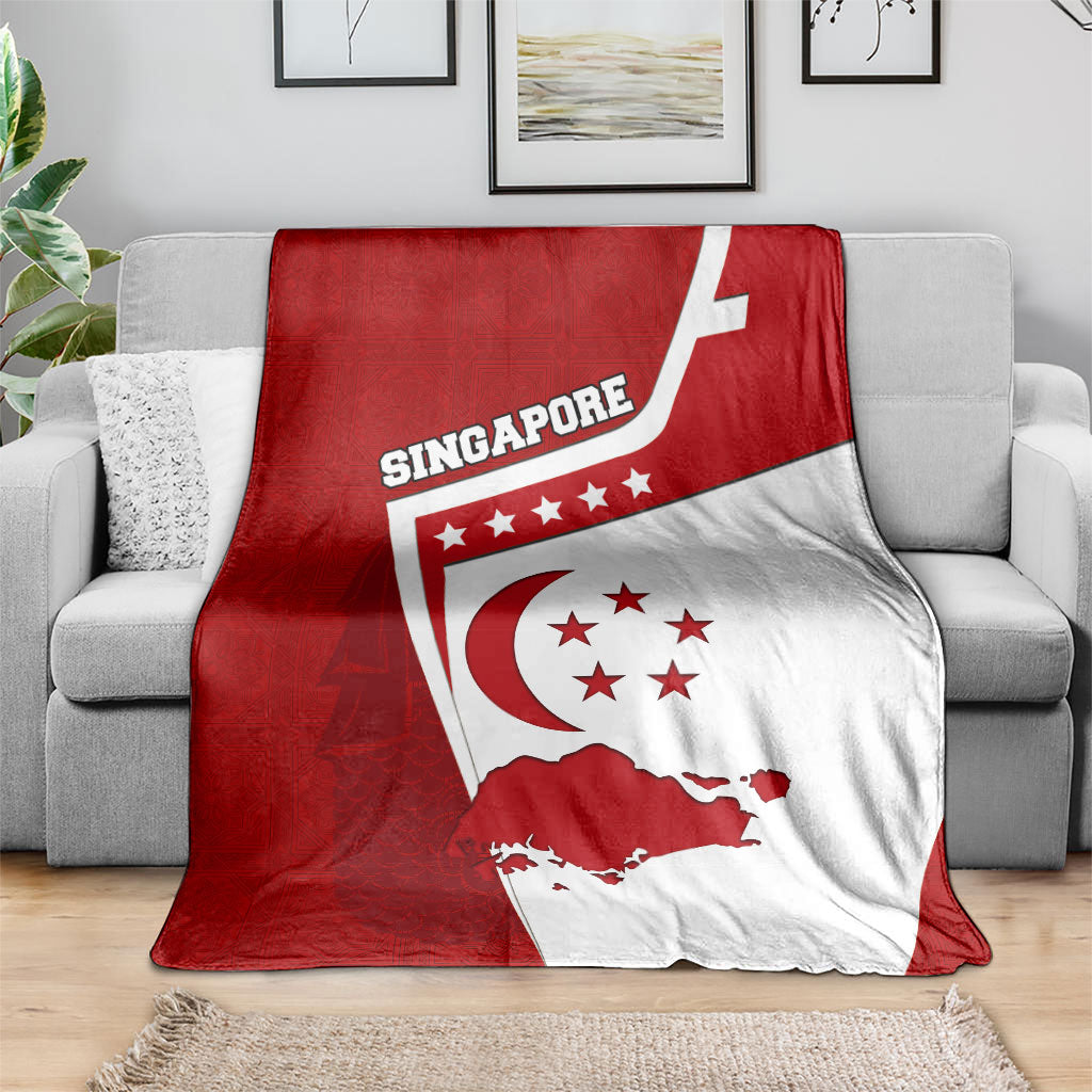 Singapore Merlion Blanket National Flag Day Patriotic Crescent Moon And Stars