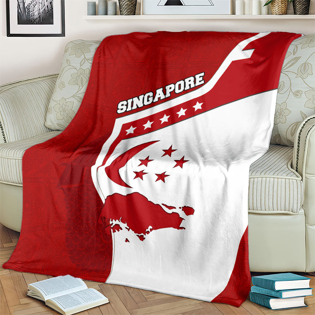 Singapore Merlion Blanket National Flag Day Patriotic Crescent Moon And Stars