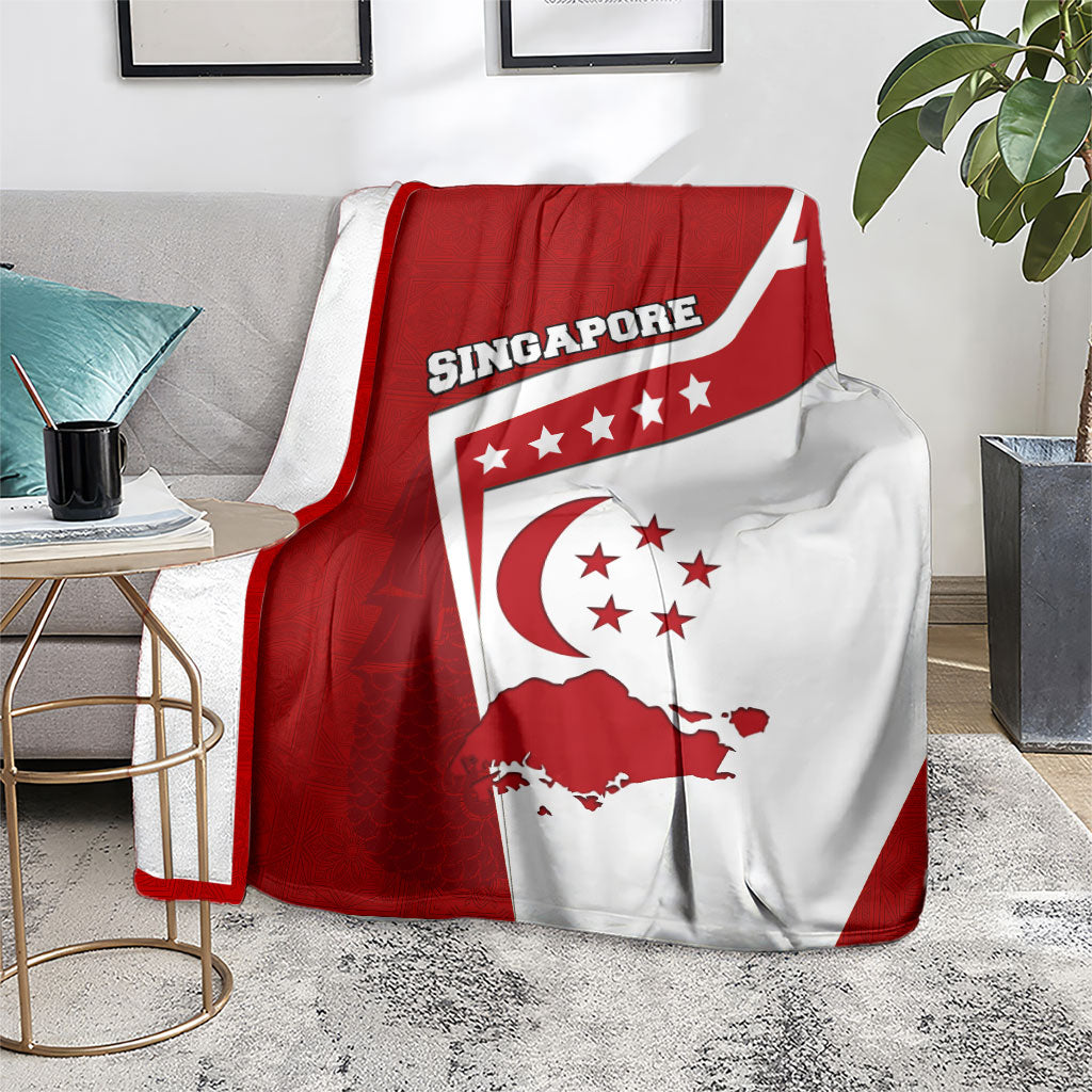 Singapore Merlion Blanket National Flag Day Patriotic Crescent Moon And Stars