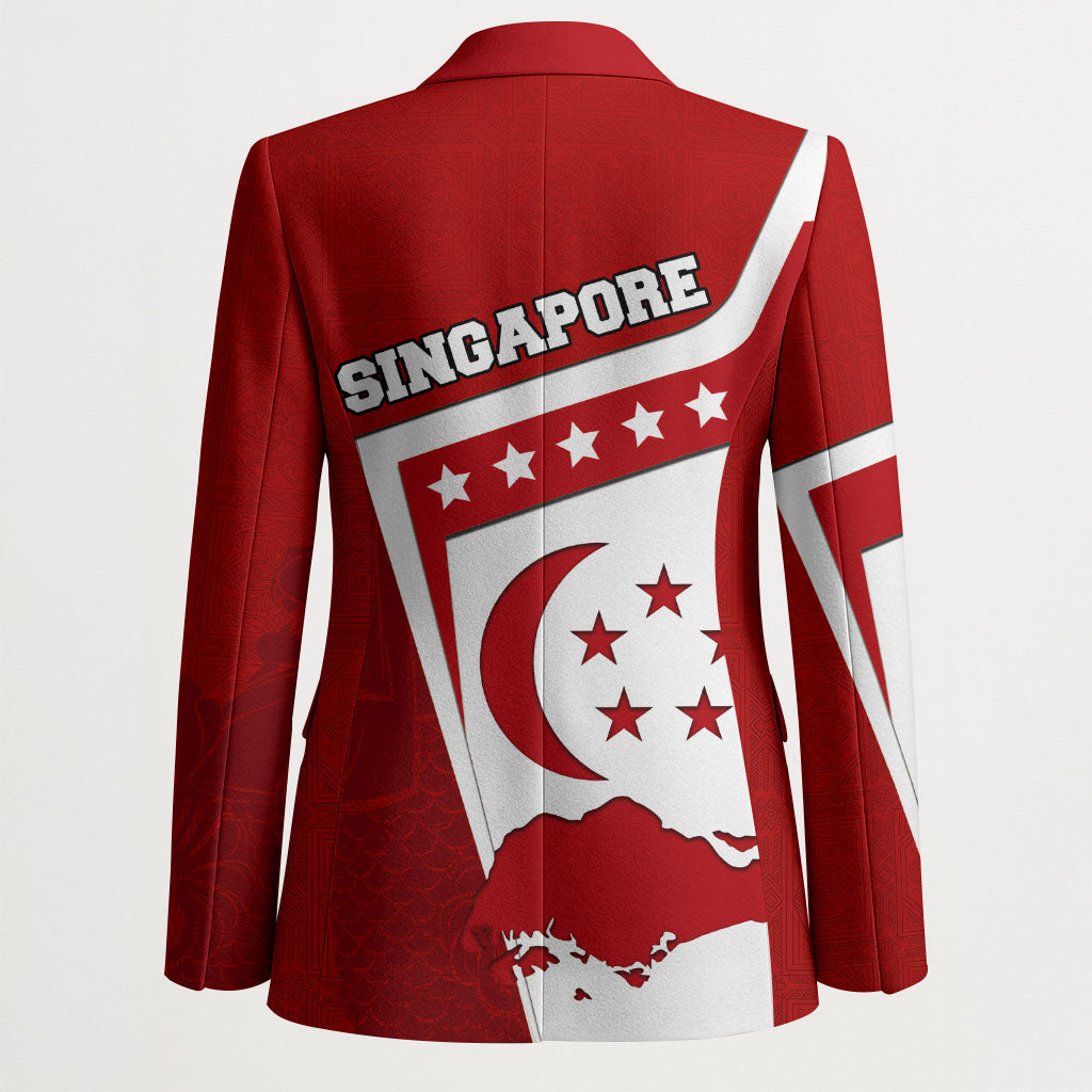 Singapore Merlion Blazer National Flag Day Patriotic Crescent Moon And Stars