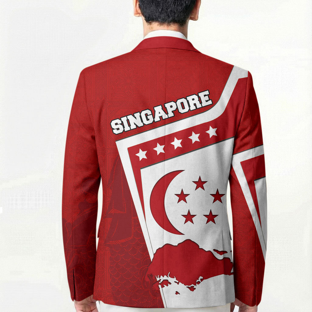 Singapore Merlion Blazer National Flag Day Patriotic Crescent Moon And Stars