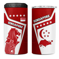 Singapore Merlion 4 in 1 Can Cooler Tumbler National Flag Day Patriotic Crescent Moon And Stars