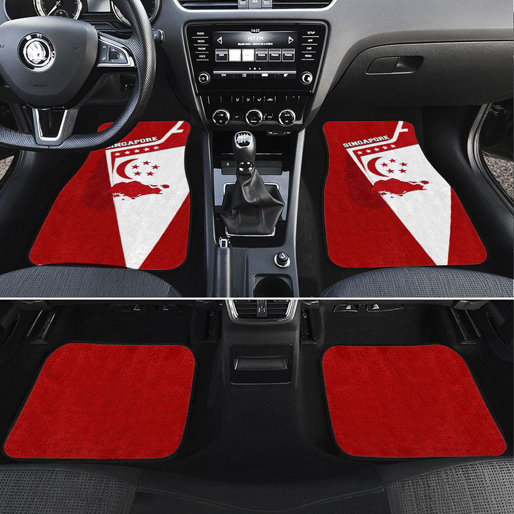 Singapore Merlion Car Mats National Flag Day Patriotic Crescent Moon And Stars