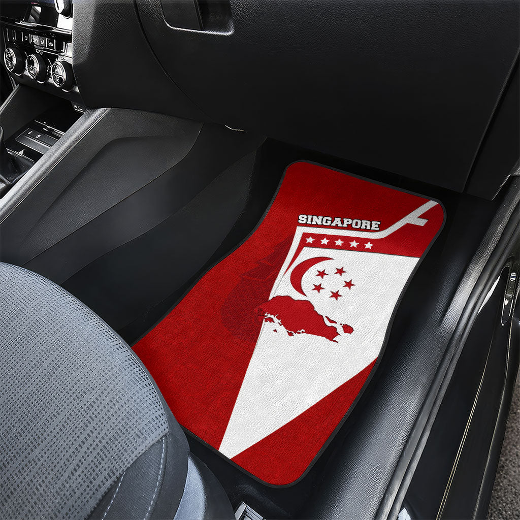 Singapore Merlion Car Mats National Flag Day Patriotic Crescent Moon And Stars